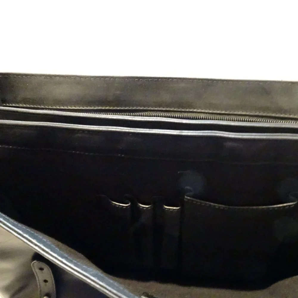 Salvatore Ferragamo Black Leather Briefcase Messenger Bag Satchel No Strap